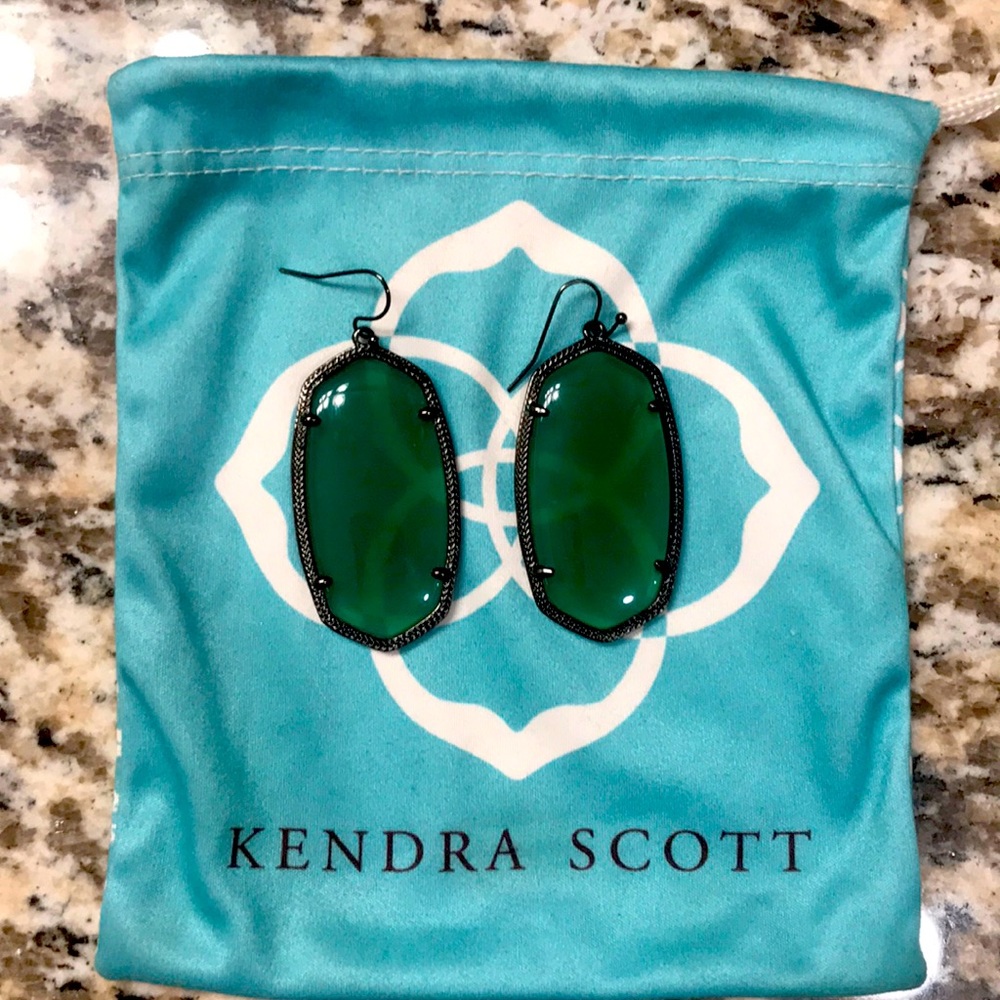 Kendra Scott Danielle Green & Gunmetal Earrings